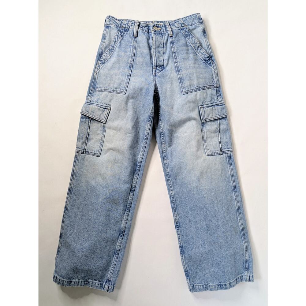 MOTHER Superior Spinner Cargo Nerdy Jeans 26 Blue 100% Cotton Rigid Button Fly